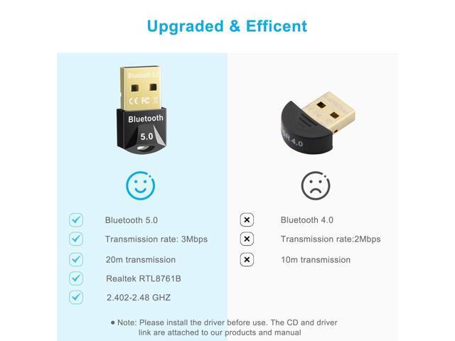 KEHIPI Bluetooth Adapter for PC, Hannord USB Mini Bluetooth 5.0 Dongle for Computer Desktop Wireless Transfer for Laptop Bluetooth Headphones...