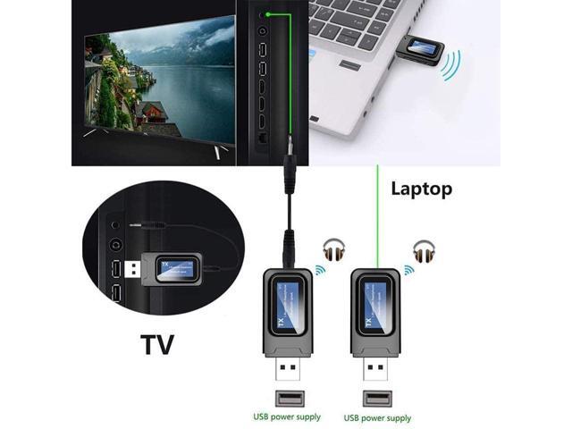 KEHIPI USB Bluetooth 5.0 Audio Transmitter Receiver with LCD Display, 2 in 1 Portable Visualization Bluetooth Adapter,3.5MM Wireless Bluetooth...