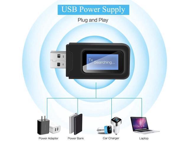 KEHIPI USB Bluetooth 5.0 Audio Transmitter Receiver with LCD Display, 2 in 1 Portable Visualization Bluetooth Adapter,3.5MM Wireless Bluetooth...