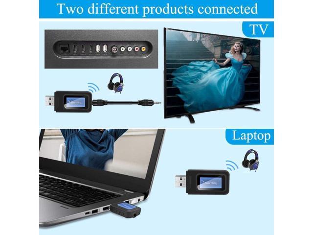KEHIPI USB Bluetooth 5.0 Audio Transmitter Receiver with LCD Display, 2 in 1 Portable Visualization Bluetooth Adapter,3.5MM Wireless Bluetooth...