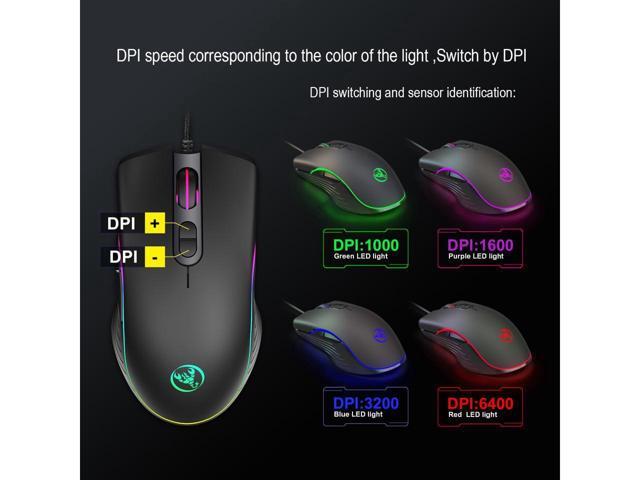 KEHIPI RGB Gaming Mouse, 6400 dpi, Ergonomic Hand Grips, RGB Backlit Optical Wired Gaming Mouse 7 Programmable Buttons