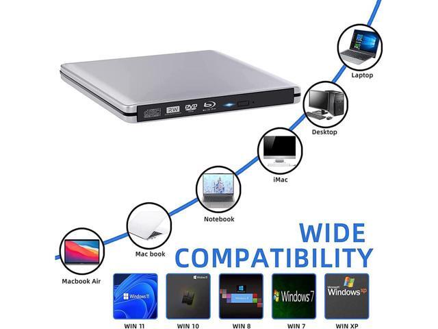 KEHIPI External Blu-ray DVD Drive, USB 3.0 and Type-C Blu-ray CD DVD Burner 3D Slim Optical Blu-ray Disc DVD Drive, DVD/BD Player Read/Write...
