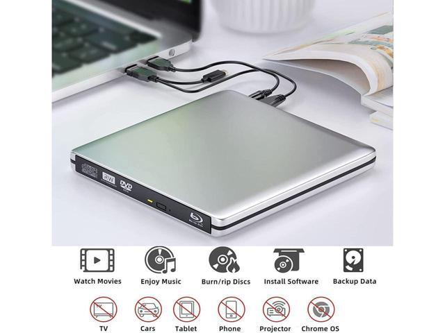 KEHIPI External Blu-ray DVD Drive, USB 3.0 and Type-C Blu-ray CD DVD Burner 3D Slim Optical Blu-ray Disc DVD Drive, DVD/BD Player Read/Write...