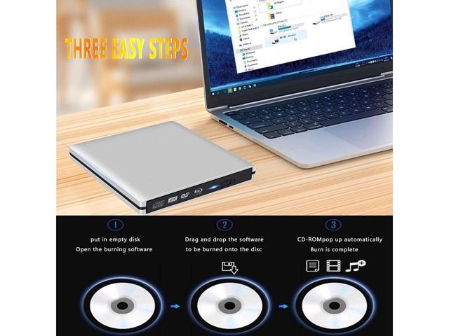KEHIPI External Blu-ray DVD Drive, USB 3.0 and Type-C Blu-ray CD DVD Burner 3D Slim Optical Blu-ray Disc DVD Drive, DVD/BD Player Read/Write...