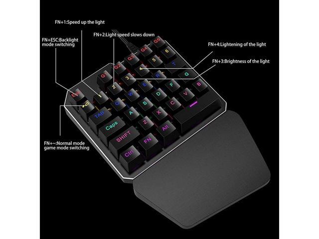 KEHIPI One Handed Mechanical Gaming Keyboard, Mechanical Portable RGB LED Backlit Game Keyboard with Keypad for LOL/PUBG/Wow/Dota/OW/Fps Game,...