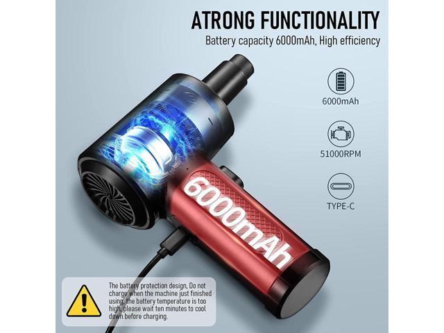 KEHIPI Compressed Air Duster - 3 Gear Speed 55000 RPM 7600mAh 7.2KPA Electric Air Duster, Replaces Compressed Air Cans, Cordless air Blower...