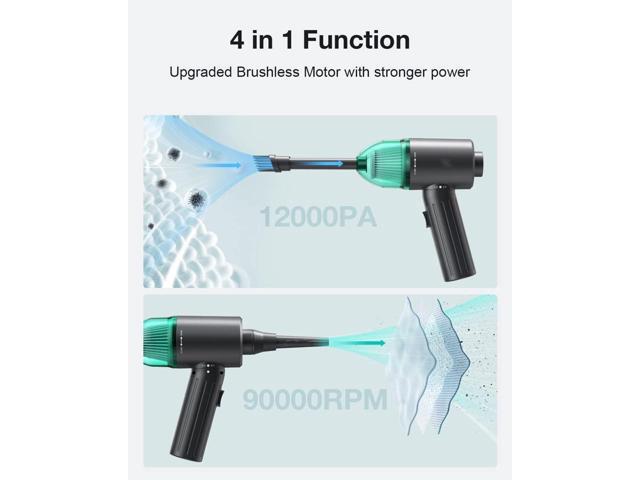 KEHIPI Electric Compressed Air Duster & Vacuum,Electric Air Blower, 4 in 1 Function Powerful 3-Gear to 90000RPM/12000PA Keyboard Cleaner,...