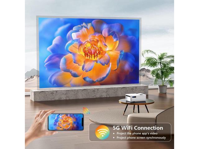 KEHIPI 5G WiFi Bluetooth Native 1080P Projector, 12000LM Full HD Movie Projector, 300' Display Support 4k Home Theater,Compatible with...