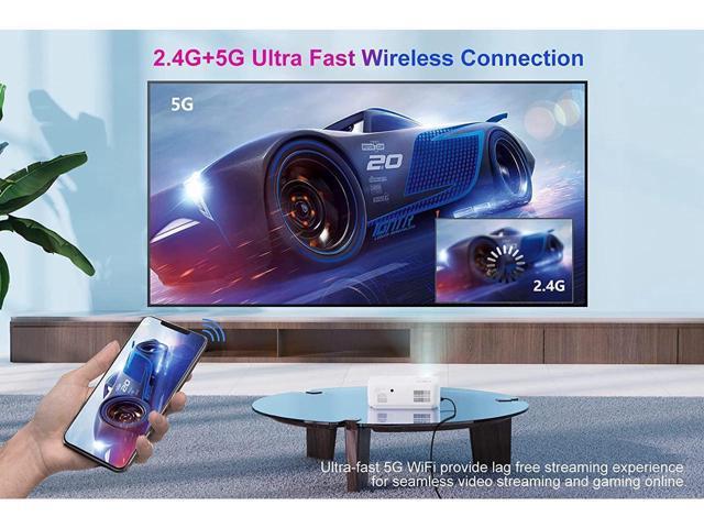 KEHIPI Electric-Focus Projector 5G WiFi and 5.1 Bluetooth 4K-Support:500 ANSI Native 1080P 19000L 450'' Outdoor Portable Projector, ±50°4P/4D...