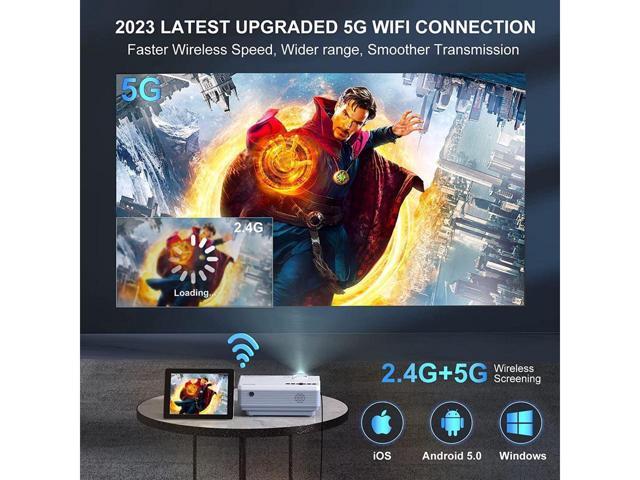 KEHIPI Projector with WiFi and Bluetooth, 5G WiFi Native 1080P 9500L 4K Supported, Portable Outdoor Projector with Screen for Home Theater,...
