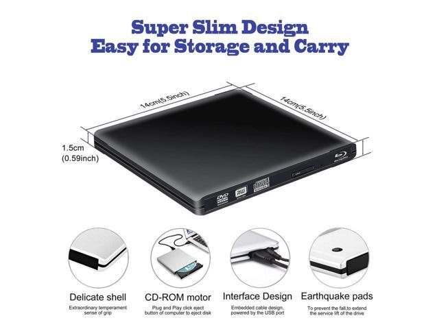 KEHIPI External Blu Ray Drive Type-C CD DVD Drive Ultra Slim USB3.0 Blu-ray Burner Writer Player for Laptop Desktop PC Windows 10/8/7 MacBook Mac...