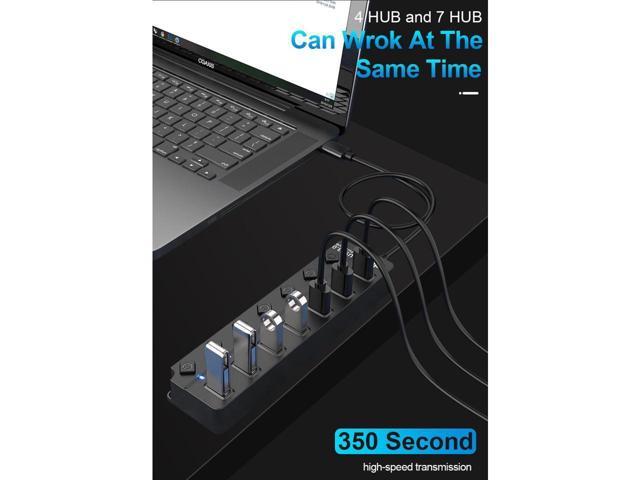 KEHIPI USB HUB - USB 3.0 Ports with Individual Power Switch, Data Splitter & Power Hub (7 Ports)