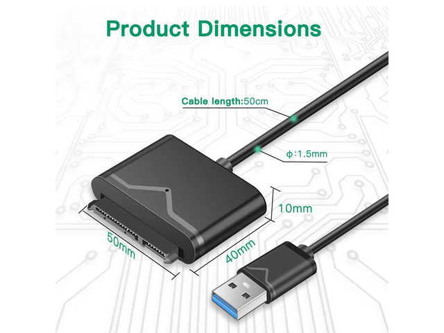 KEHIPI USB 3.0 to SATA Converter Adapter for 2.5/3.5 inch Hard Drive Disk SSD HDD, 12V/2A Power Adapter and USB 3.0 Cable included (UT-3112)