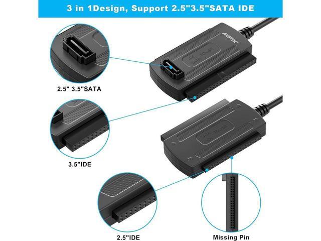 KEHIPI SATA/PATA/IDE Drive to USB 2.0 Adapter Converter Cable for Hard Drive Disk HDD 2.5' 3.5', Compatible with USB 1.1/2.0/3.0, with External AC...