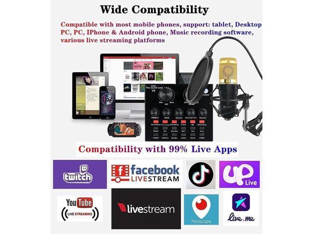 KEHIPI Podcast Equipment Bundle, BM-800 Podcast Microphone bundle with v8 Sound Card, Condenser Studio Microphonefor Laptop Computer Vlog Living...