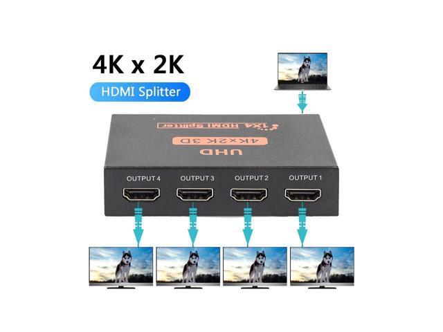 KEHIPI HDMI Splitter 1 in 4 out Full Ultra HD 1080P 4K/2K 1X4 Port Box Hub with US Adapter v1.4 Powered Certified for 3D Support