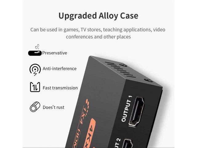 KEHIPI HDMI Splitter 1 in 4 out Full Ultra HD 1080P 4K/2K 1X4 Port Box Hub with US Adapter v1.4 Powered Certified for 3D Support