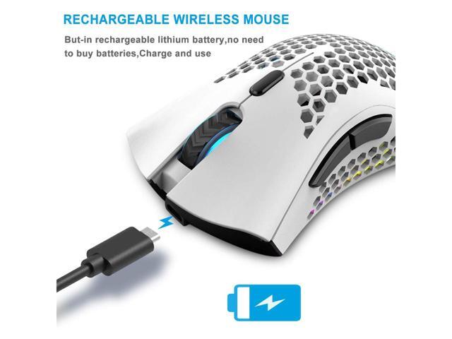 KEHIPI Wireless Gaming Mouse Rechargeable USB PC Gaming Mouse RGB Backlit Mouse Ergonomic Optical Mice W/Honeycomb Shell for PC Computer Laptop