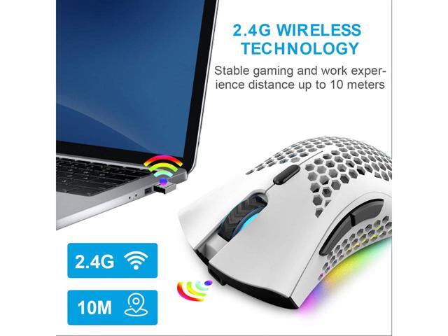 KEHIPI Wireless Gaming Mouse Rechargeable USB PC Gaming Mouse RGB Backlit Mouse Ergonomic Optical Mice W/Honeycomb Shell for PC Computer Laptop