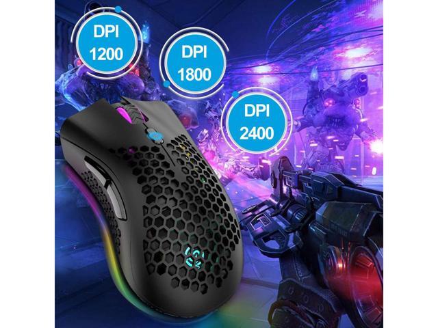 KEHIPI Wireless Gaming Mouse Rechargeable USB PC Gaming Mouse RGB Backlit Mouse Ergonomic Optical Mice W/Honeycomb Shell for PC Computer Laptop Pink