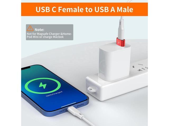 KEHIPI USB C Female to USB Male Adapter 4-Pack,Type C to USB A Charger Cable Converter,Compatible with iPhone 11 12 13 14 Plus Pro Max,iPad Air 4 5...