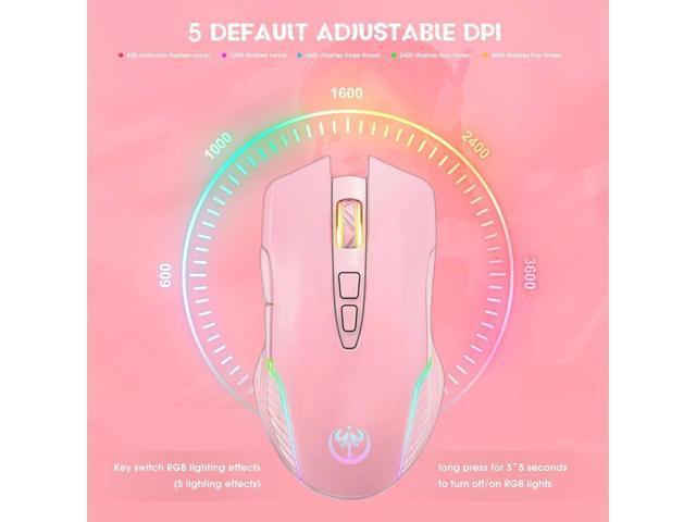 KEHIPI RGB Wireless Gaming Mouse, Rechargeable Computer Mice with 5 Adjustable DPI Up to 3600, Ergonomic Laptop PC Mouse with 7 Buttons (Not...