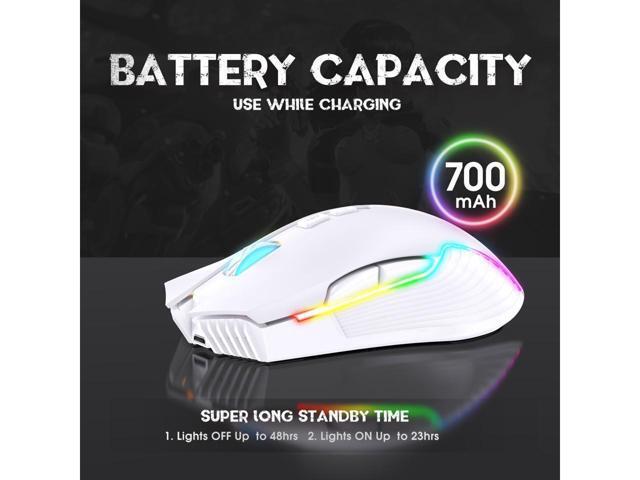 KEHIPI RGB Wireless Gaming Mouse, Rechargeable Computer Mice with 5 Adjustable DPI Up to 3600, Ergonomic Laptop PC Mouse with 7 Buttons (Not...