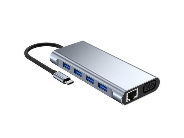 KEHIPI USB C Hub,Type C Hub,TOTU 11-in-1 Adapter with Ethernet, 4K USB C to HDMI,VGA, 2 USB3.0 2 USB2.0,Micro SD/TF Card Reader, Mic/Audio, USB-C...