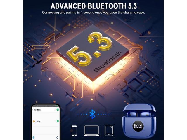 KEHIPI Wireless Earbuds,Bluetooth 5.3 Ear Buds LED Power Display Headphones Bass Stereo,Earbuds in-Ear Noise Cancelling Mic,40H Playback Mini Case...