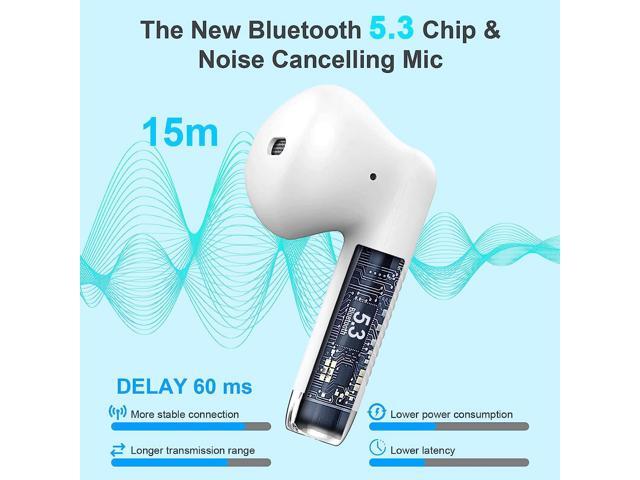 KEHIPI Wireless Bluetooth 5.3 Earbuds Stereo Bass, Headphones in Ear Noise Cancelling Mic, IP7 Waterproof Sports, 32H Playtime USB C Mini Charging...