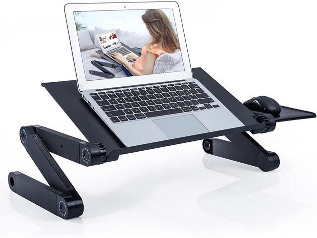 KEHIPI Adjustable Laptop Table, Laptop Stand for Bed Portable Lap Desk Foldable Laptop Workstation Notebook Riser with Mouse Pad Side Ergonomic...