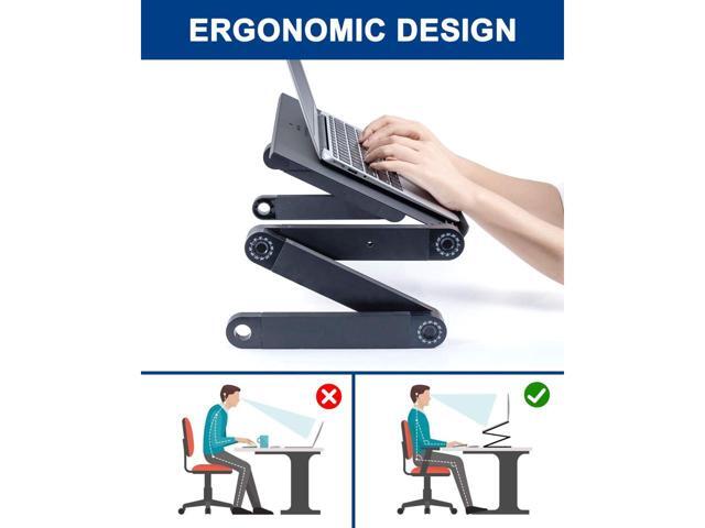 KEHIPI Adjustable Laptop Table, Laptop Stand for Bed Portable Lap Desk Foldable Laptop Workstation Notebook Riser with Mouse Pad Side Ergonomic...