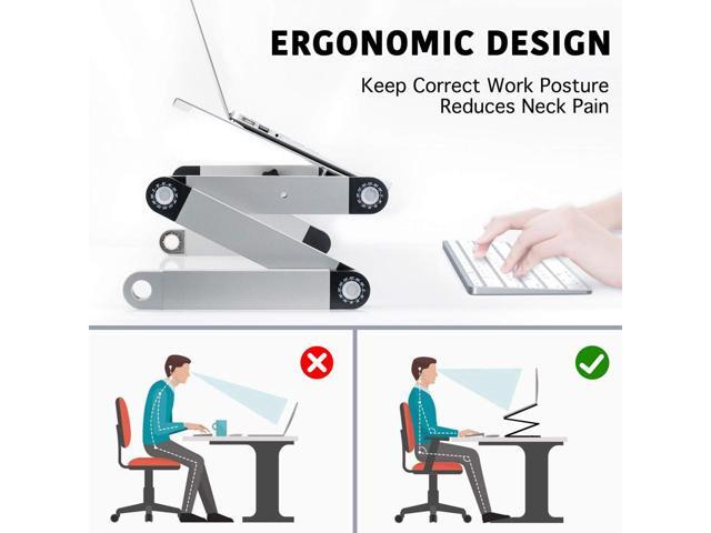 KEHIPI Adjustable Laptop Table, Laptop Stand for Bed Portable Lap Desk Foldable Laptop Workstation Notebook Riser with Mouse Pad Side Ergonomic...