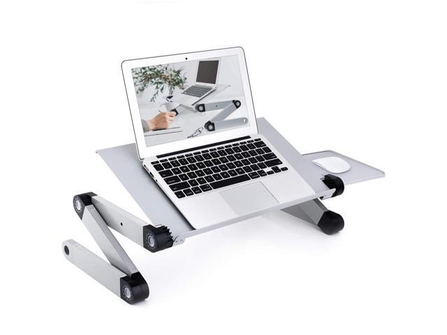 KEHIPI Adjustable Laptop Table, Laptop Stand for Bed Portable Lap Desk Foldable Laptop Workstation Notebook Riser with Mouse Pad Side Ergonomic...
