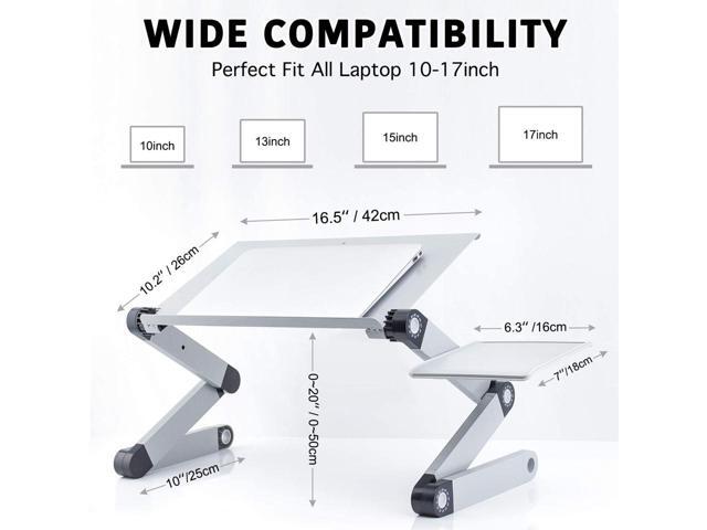 KEHIPI Adjustable Laptop Table, Laptop Stand for Bed Portable Lap Desk Foldable Laptop Workstation Notebook Riser with Mouse Pad Side Ergonomic...