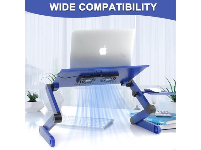 KEHIPI Laptop Stands Adjustable Lap Desks Portable Laptop Bed Table with Cooling Fans & Mouse Pad for Couch, Bed, Sofa Blue