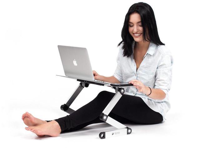 KEHIPI Laptop Stands Adjustable Lap Desks Portable Laptop Bed Table with Cooling Fans & Mouse Pad for Couch, Bed, Sofa White