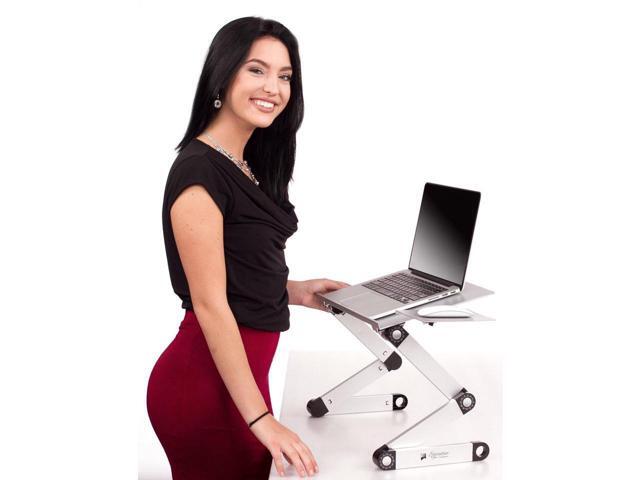 KEHIPI Laptop Stands Adjustable Lap Desks Portable Laptop Bed Table with Cooling Fans & Mouse Pad for Couch, Bed, Sofa White