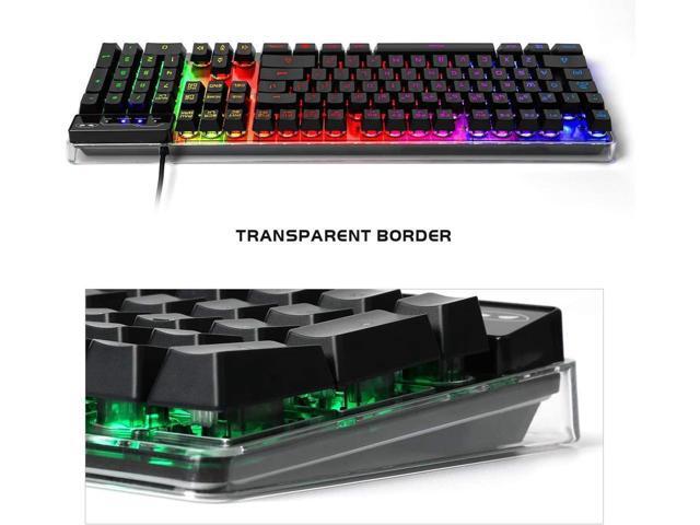 KEHIPI Game keyboard and mouse combination, K1 LED rainbow backlight keyboard, with 104 key computer game keyboard, suitable for PC / laptop Black