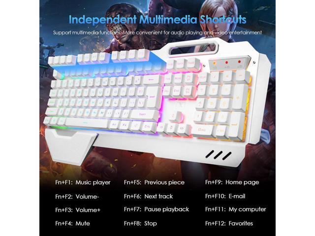KEHIPI Wireless Gaming Keyboard and Mouse,Rainbow Backlit Rechargeable Keyboard Mouse with 3800mAh Battery Metal Panel,Removable Hand Rest...