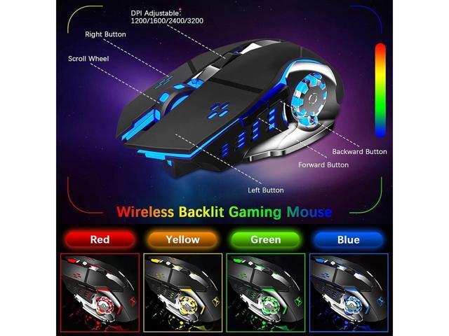 KEHIPI Wireless Gaming Keyboard and Mouse,Rainbow Backlit Rechargeable Keyboard Mouse with 3800mAh Battery Metal Panel,Removable Hand Rest...