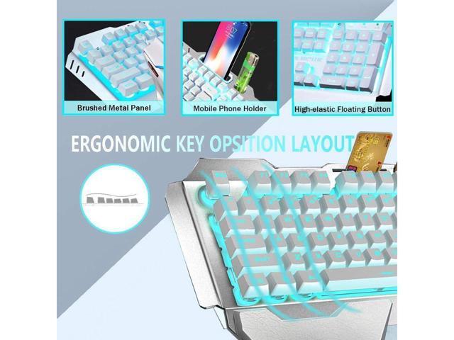 KEHIPI Wireless Gaming Keyboard and Mouse,Rainbow Backlit Rechargeable Keyboard Mouse with 3800mAh Battery Metal Panel,Removable Hand Rest...