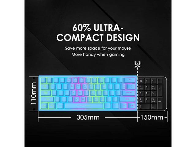 KEHIPI Wireless Gaming Keyboard and Mouse Combo,61 Key Rainbow Backlit Keyboard with Rechargeable 4000mAh,Mechanical Feel,Ergonomic,Quiet,RGB Mute...