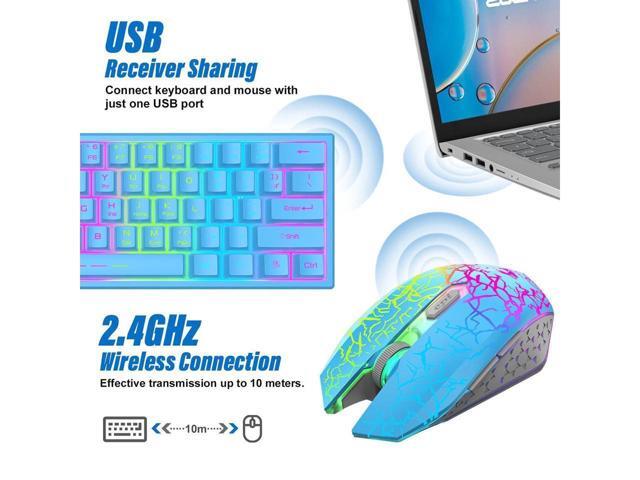 KEHIPI Wireless Gaming Keyboard and Mouse Combo,61 Key Rainbow Backlit Keyboard with Rechargeable 4000mAh,Mechanical Feel,Ergonomic,Quiet,RGB Mute...