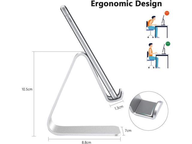 KEHIPI Cell Phone Stand, Phone Holder, Cradle, Dock, Aluminum Desktop Stand Compatible with All Mobile Phone, iPhone, iPad Air/Mini - Silver
