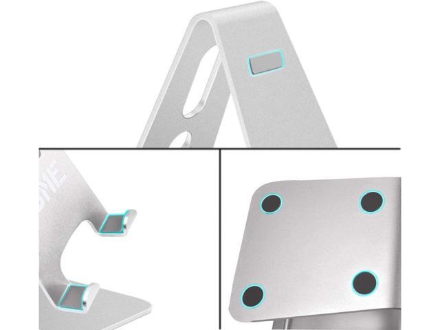 KEHIPI Cell Phone Stand, Phone Holder, Cradle, Dock, Aluminum Desktop Stand Compatible with All Mobile Phone, iPhone, iPad Air/Mini - Silver