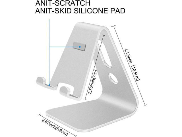 KEHIPI Cell Phone Stand, Phone Holder, Cradle, Dock, Aluminum Desktop Stand Compatible with All Mobile Phone, iPhone, iPad Air/Mini - Silver