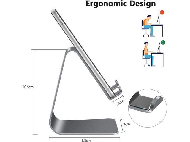 KEHIPI Cell Phone Stand, Phone Holder, Cradle, Dock, Aluminum Desktop Stand Compatible with All Mobile Phone, iPhone, iPad Air/Mini - Grey