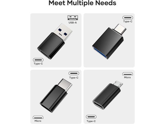 KEHIPI USB C to USB Adapter (4 Pack) 3.1 USB C Female to USB Male Adapter, USB C to Micro USB Adapter OTG, Type C Charger Converter Compatible with...