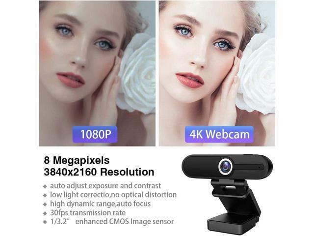 KEHIPI 4K Webcam with Microphone,8 Megapixel Web Cam,Ultra HD Web Camera for Computers,Webcam for Laptop Desktop,USB Webcam with Privacy Cover,Pro...